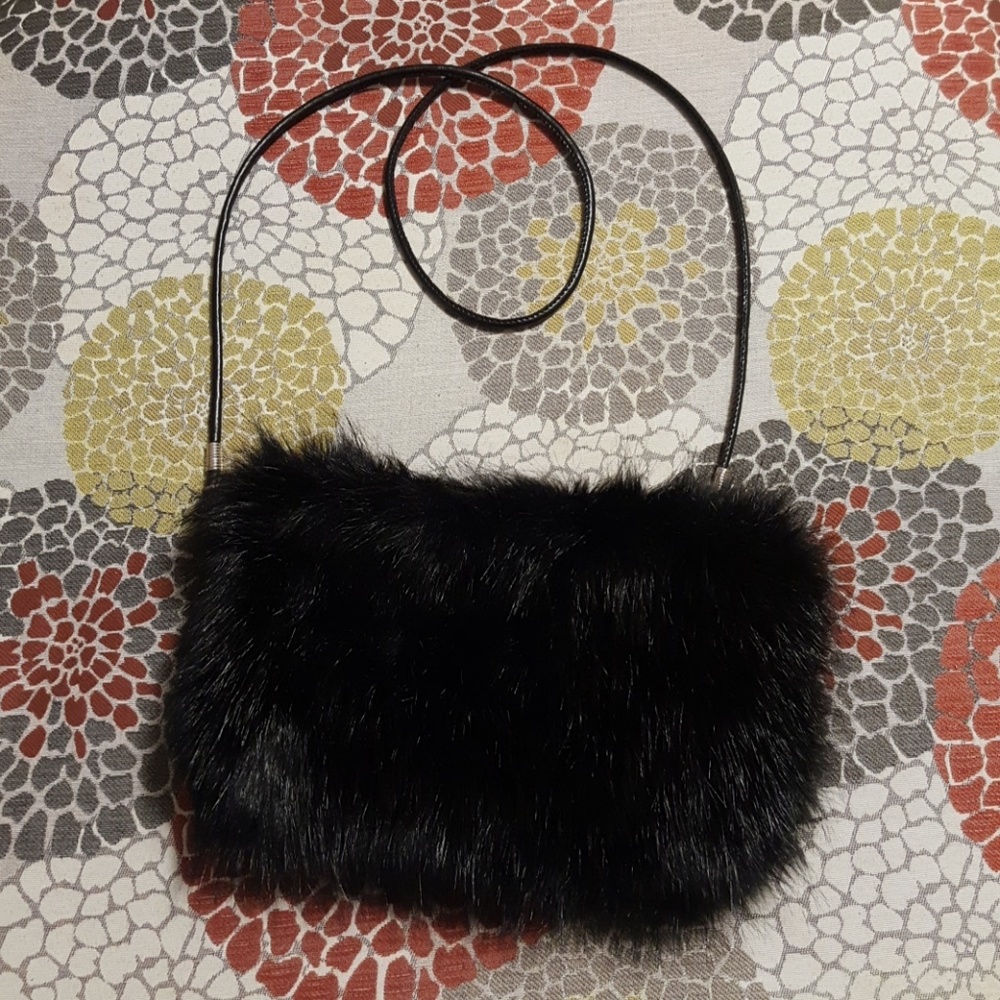 Black fur purse